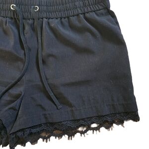 Express Black Women's High Waist Shorts with Lace Trim